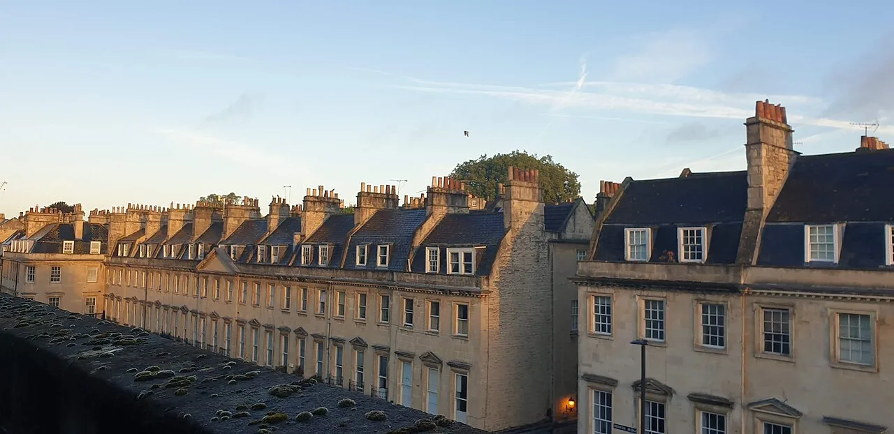 Houses on George Street, Bath. Almost one in five households in Bath and North East Somerset rents from a private landlord