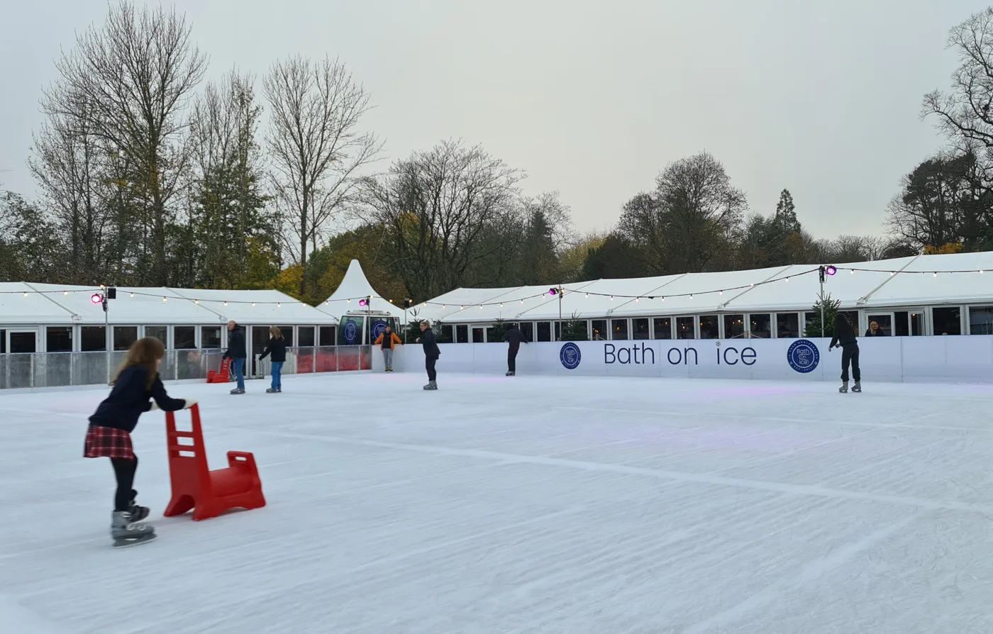 The rink in Royal Victoria Park in a previous season, with a sled skate aid of the kind that can be booked for £5