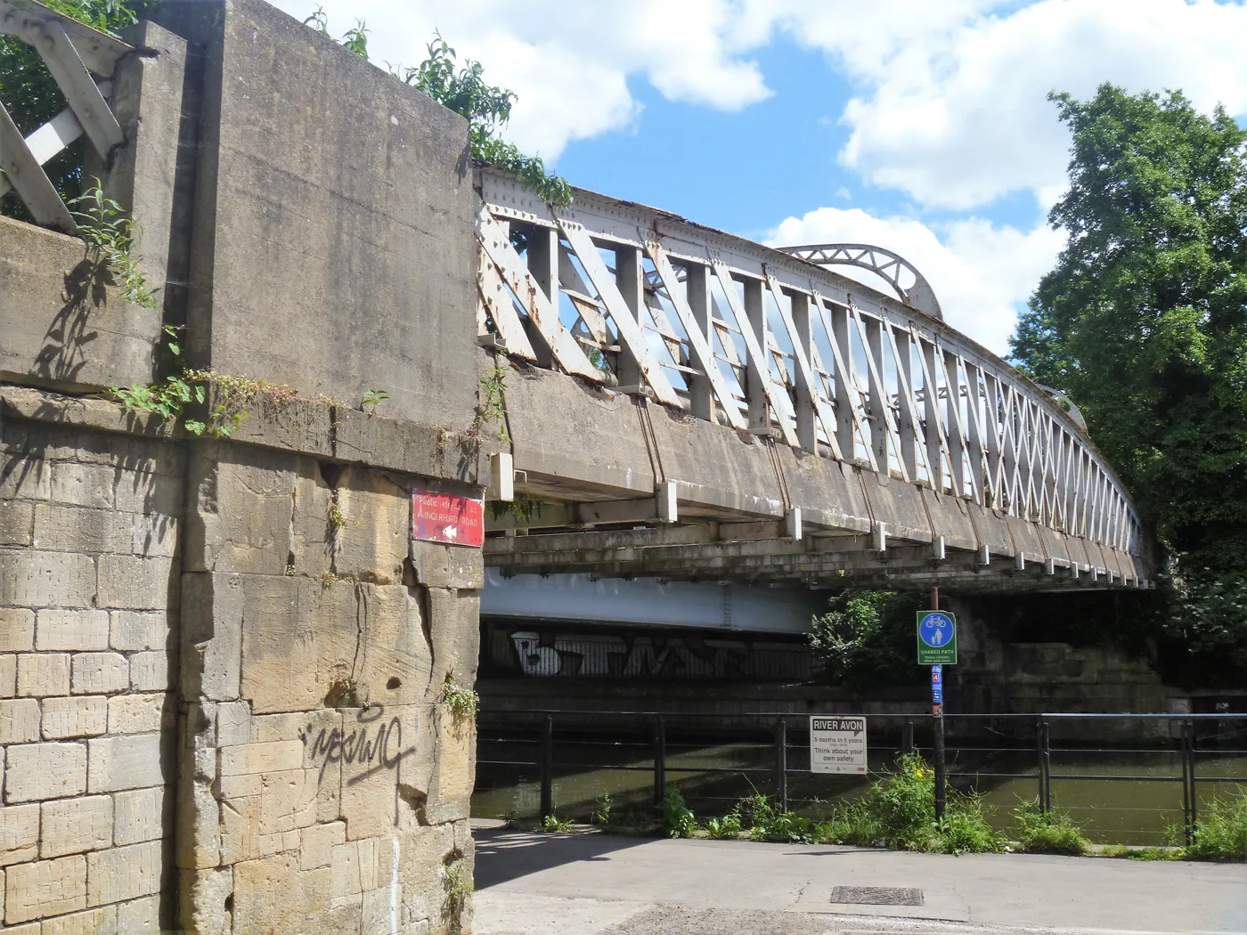 Windsor Bridge over the River Avon. The Old Gas Works site is on the north bank, at the corner of Windsor Bridge Road and Upper Bristol Road. Photographed in 2018.