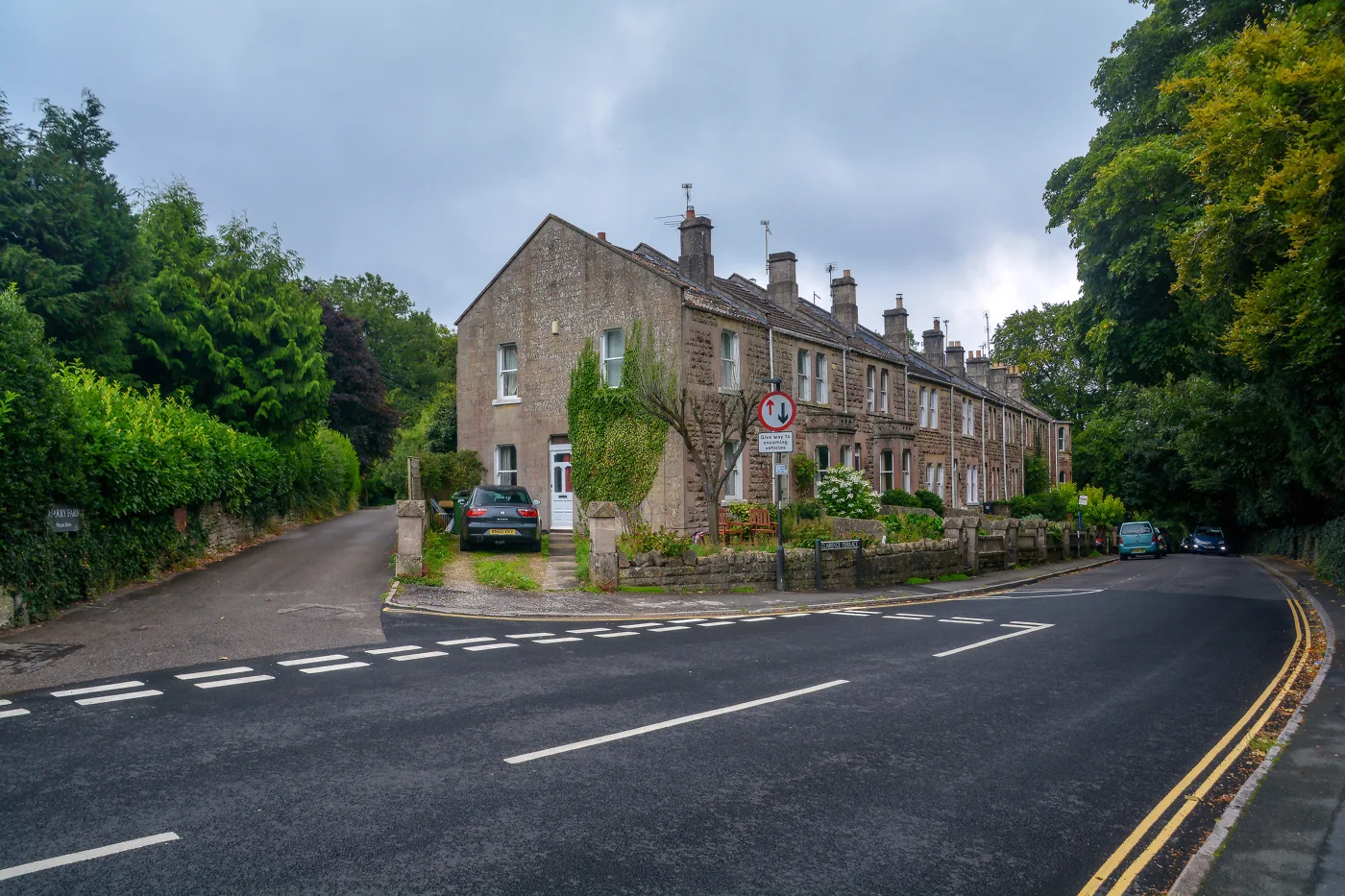 A terrace of Bath stone houses on Widcombe Hill, Bath. The photograph is a general view of housing in the city.