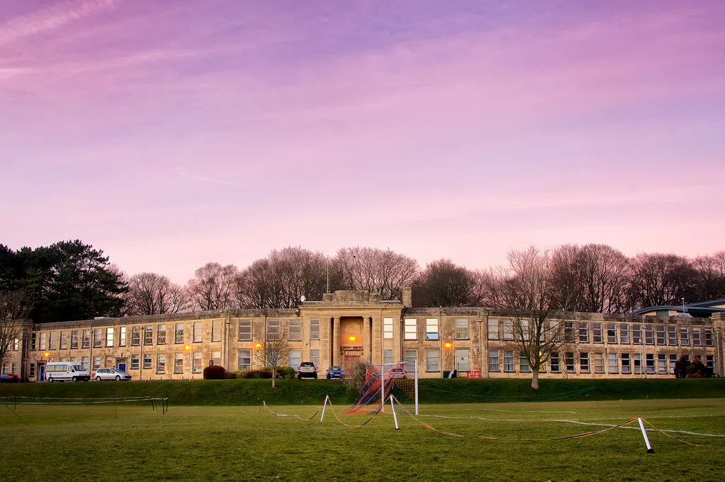 Beechen Cliff School on Kipling Avenue, where pupils finish for October half term on Wednesday 21 October, two days before most Bath schools