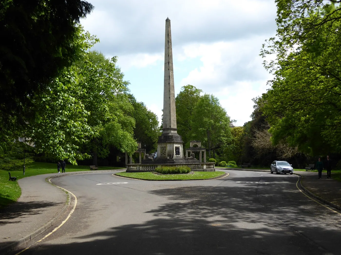 The park road around the Victoria obelisk in Royal Victoria Park, where the new contraflow cycle lane will end
